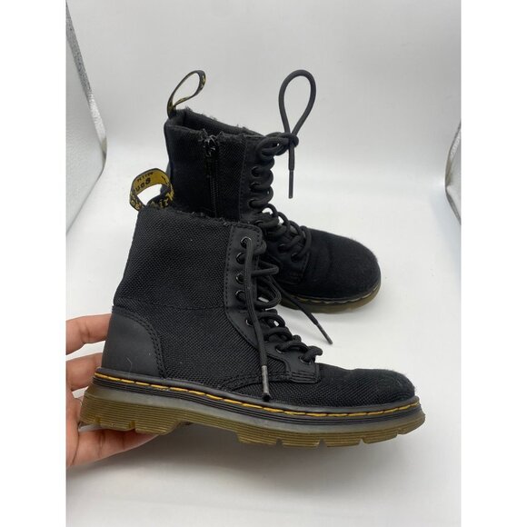 Doc Dr Martens Combs J Size 12 Kids Canvas Combat Zipper Boots Zip Up - Picture 4 of 7